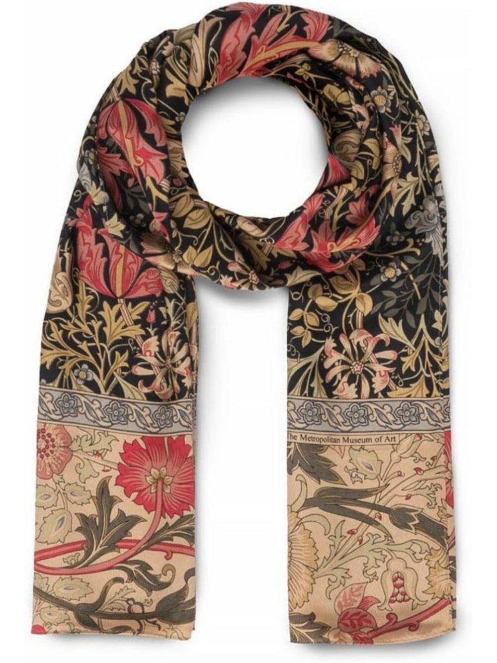 Stylish William Morris Silk Oblong Scarf, 64" Long, Art-Inspired Fashion